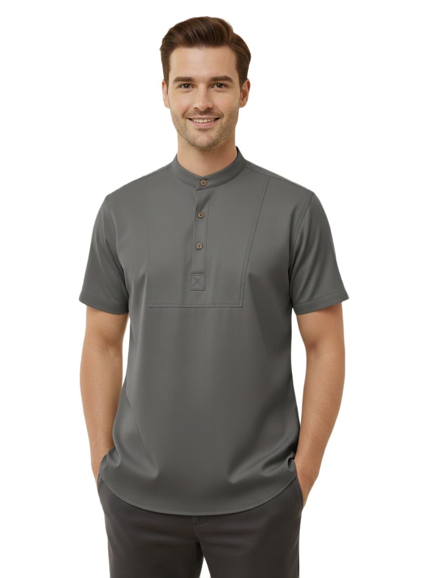 evershyne wears Men's Regular Fit Half Sleeve Summer Wear Cotton Kurta for Men Availabel Size M:38,L:40,XL:42-picture-56