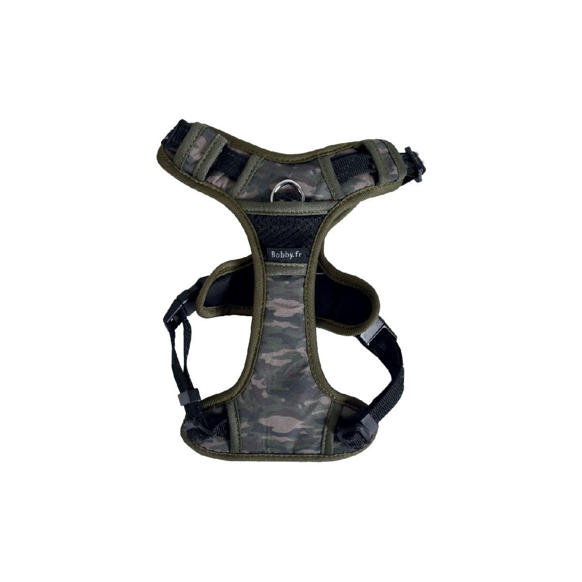 Bobby Camouflage Comfort 10" Back Harness with Double Metal Ring, Khaki Camouflage, Size S/Chest Girth 40-52 cm