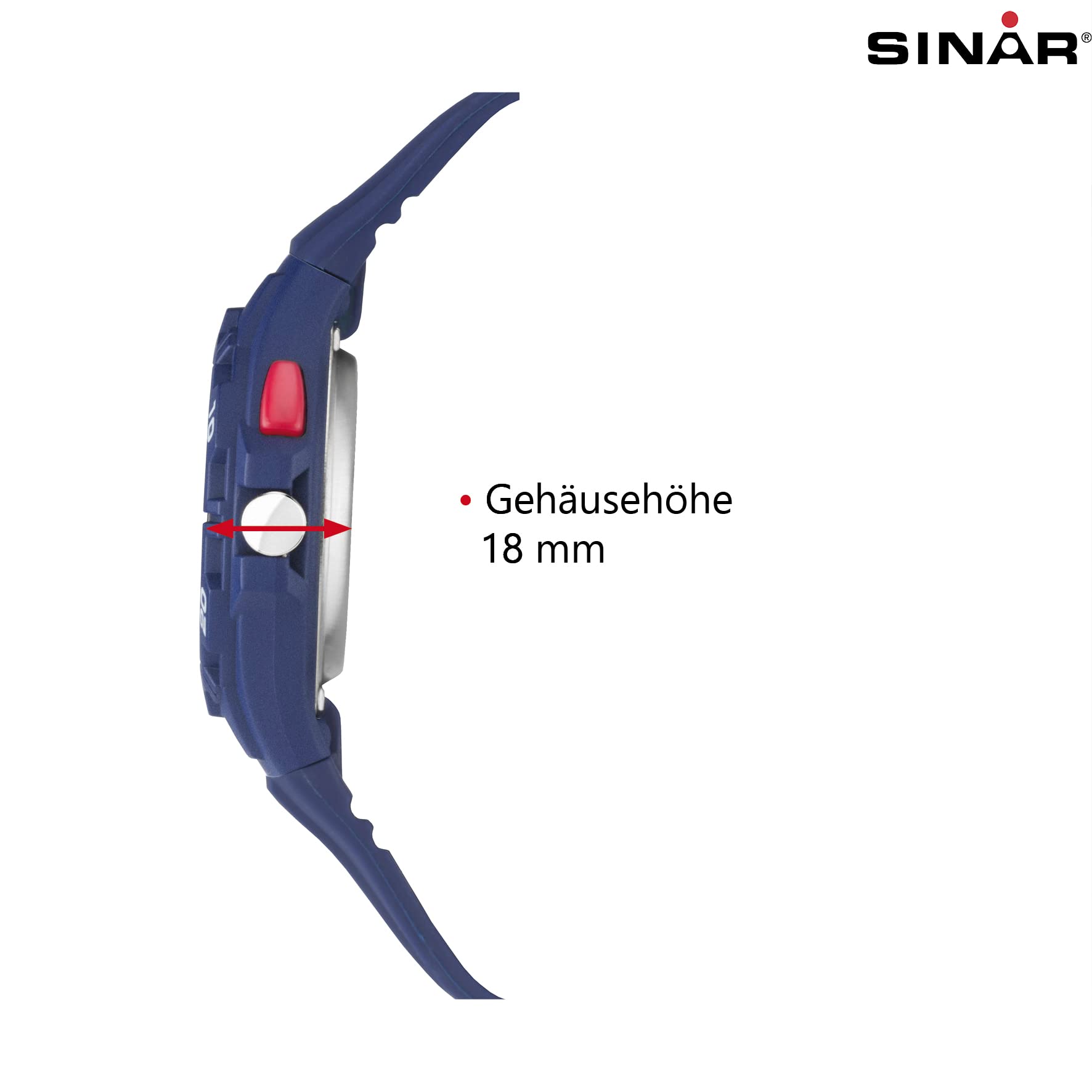 SINAR Jungen-Armbanduhr Jugenduhr Sportuhr Outdoor Fitness Analog Quarz 10 bar mit Licht Dunkelblau Rot XB-37-2