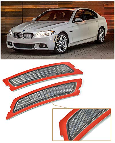 Extreme Online Store Replacement for 2012-2017 BMW F10 5-Series M-Sport Models Factory Style Crystal Smoke Front Bumper Fender Reflector Side Marker Lights Turn Signal Lamps