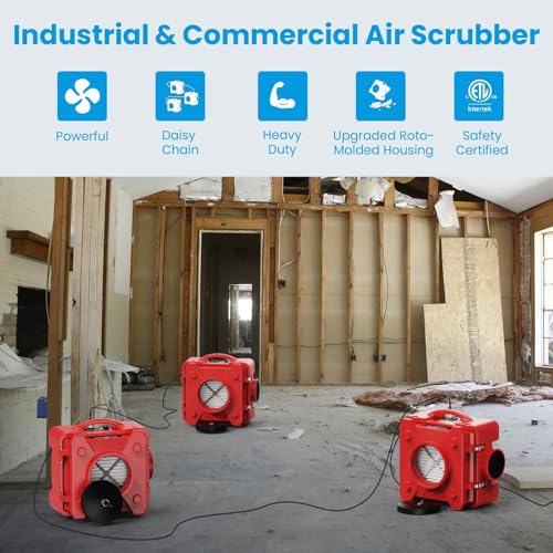 Image of CADPXS Shield-550 Air Scrubber 550 CFM for Water Damage Restoration, Red