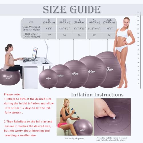 Image of Soft Exercise Ball, Pilates Yoga Ball Chair, Workout Equipment with Pump | Anti-Burst Supports 2200lb for Women Pregnancy Medicine Birthing Physical Therapy Stability Excersing Birth Swiss Fitness