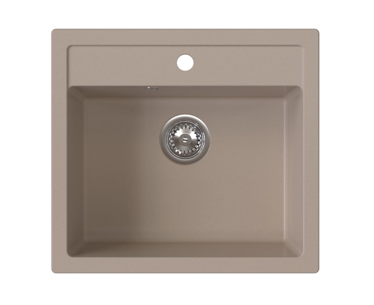 Lavello DIGIT Vasca Singola Lavello In Granito 56x51x21cm Beige, Lavello Da Cucina Di Alta Qualità Con Sifone, Troppo Pieno, Facile Da Pulire, Resistente Ai Graffi, Design Moderno