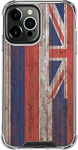 Skinit Clear Phone Case Compatible with iPhone 13 Pro Max - Hawaiian Flag Dark Wood Design