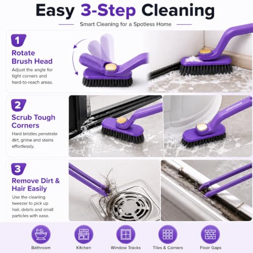 Image of (Pack of 1) Multi-Function Bathroom Plastic Cleaning Brush,Tiles Cleaning Brush,Hard Bristle Rotating Crevice Gap Cleaning Brushes for Bathroom,Floor Cleaner Brush (Multi Colour)