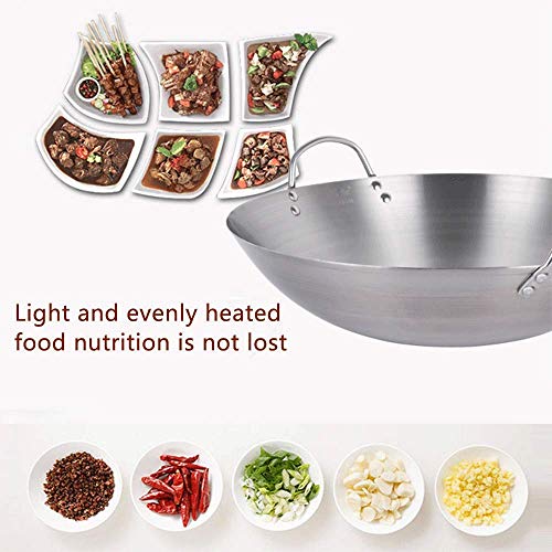 Padella wok professionale non rivestita da 40 cm, grande padella multiuso con manico in acciaio robusto, perfetta per friggere, soffriggere e cucinare tutti i giorni per chef domestici