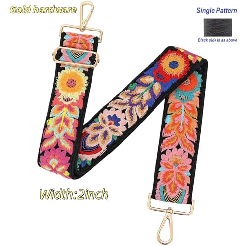 Image of Crochet Flower Purse Strap,Knit Wide Replacement Crossbody for Shoulder Strap Bag Adjustable 2inch Guitar Strap