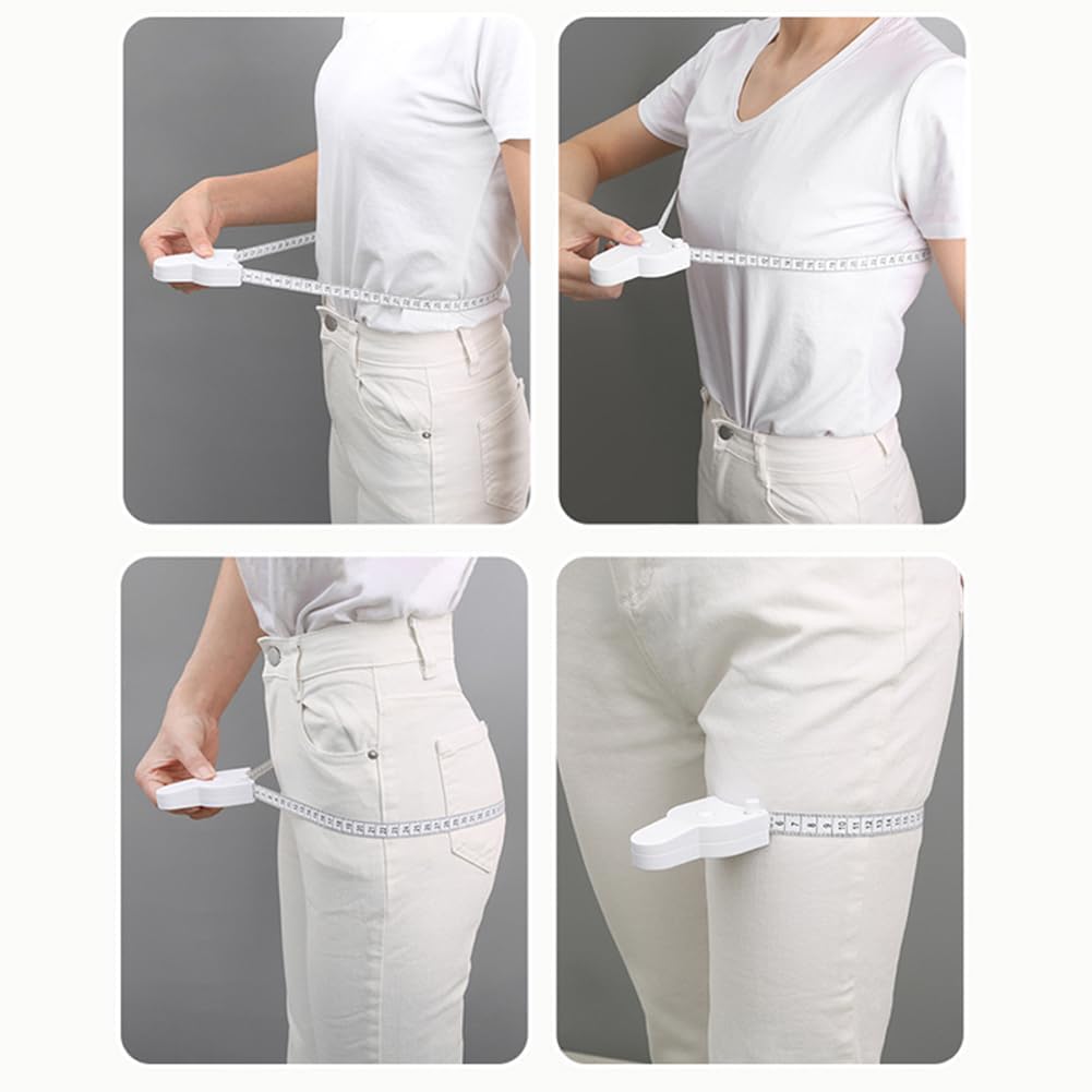 MEBISO Automatic Telescopic Tape Measure,Perfect Body Tape Measure,Self-Tightening Body Measuring Ruler,Retractable Double Scales Rulers,Perfect Waist Tape Measure (White) 4
