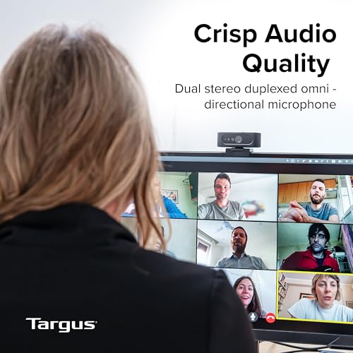 Image of Targus Full HD 1080p Webcam with IR Facial Recognition, Windows Hello Compatible, Dual Stereo Microphones, Spy Guard Privacy Cover, Autofocus, 360 Rotation, USB-A & USB-C, Zoom Certified AVC045GL