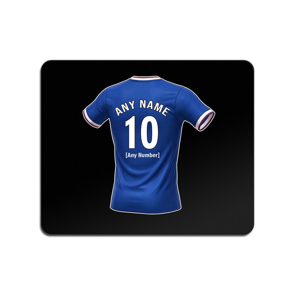 UNIGIFT Personalised Gift - Glasgow Royal Blue Fan 3mm Black Mouse Pad (Football Jersey Design) Custom Name Mat - Govan G51 Club