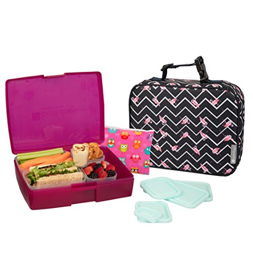 Bentology Lunch Bag and Box Set for Kids - Girls Insulated Lunchbox Tote