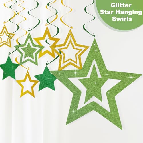 Image of Sage Green Gold Birthday Party Decorations Supplies Happy Birthday Banner Honeycomb Balls Fringe Curtain Foil Balloons Hanging Swirls Cake Topper Tablecloth Party Supplies for Women Girls