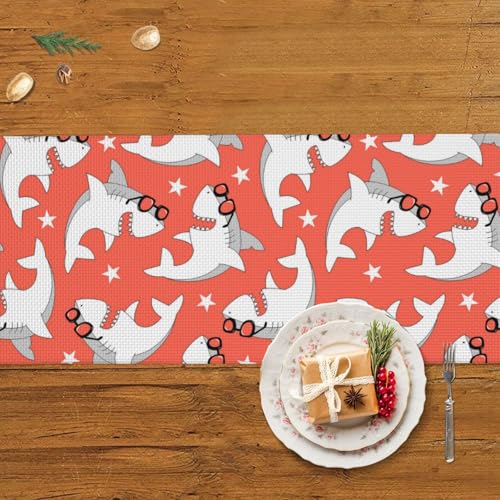 Chemin de table de Noël requin mignon avec pompon pour repas de fête
