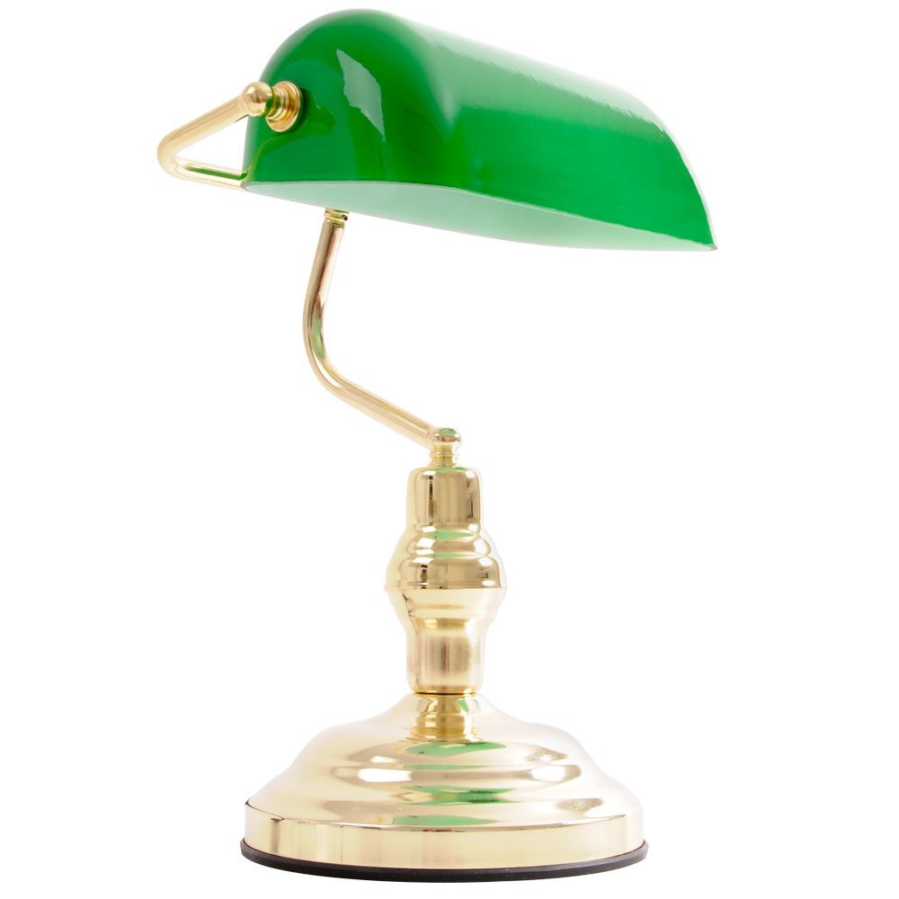 Nostalgie Antik Retro Bankerlampe Schreibtischlampe Tischleuchte Globo Antique grün 2491