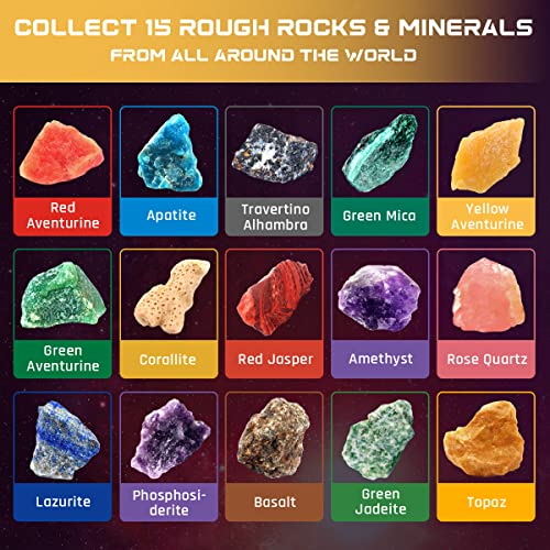 Gemstone Dig Kit, Pibex 3-In-1 Solar System Excavating Set, Dig Up 15 Genuine Rocks & Minerals, Planets Explore Experiment Stem Project Toy Gift For Boy & Girl, Stone Mining Science Kit For Kid 6-8-12 #TOP1