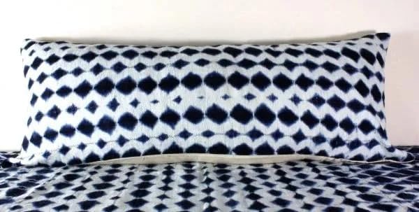 Indigo Lumbar Pillow Gray Designer Handmade Pillow (24x24 inches)