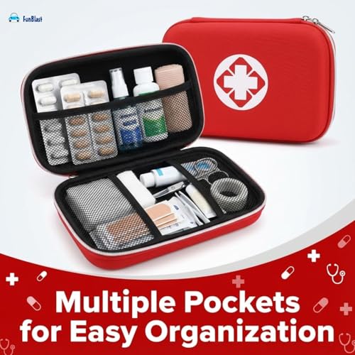Image of FunBlast Canvas First Aid Pouch - Portable Medicine Bag for Travel, Medicine Storage Bag, Pill Organizer, Zippered Medicines Bag for School, Travel, Camping (Small)