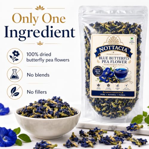 Image of Nottacia Blue Butterfly Pea Flower Tea | Plant Based | SUPER ANTIOXIDANT | Aparajita Shankhpushpi | Flower-Based | Herbal Tea | Caffeine Free - Detox Tea | 100 gm