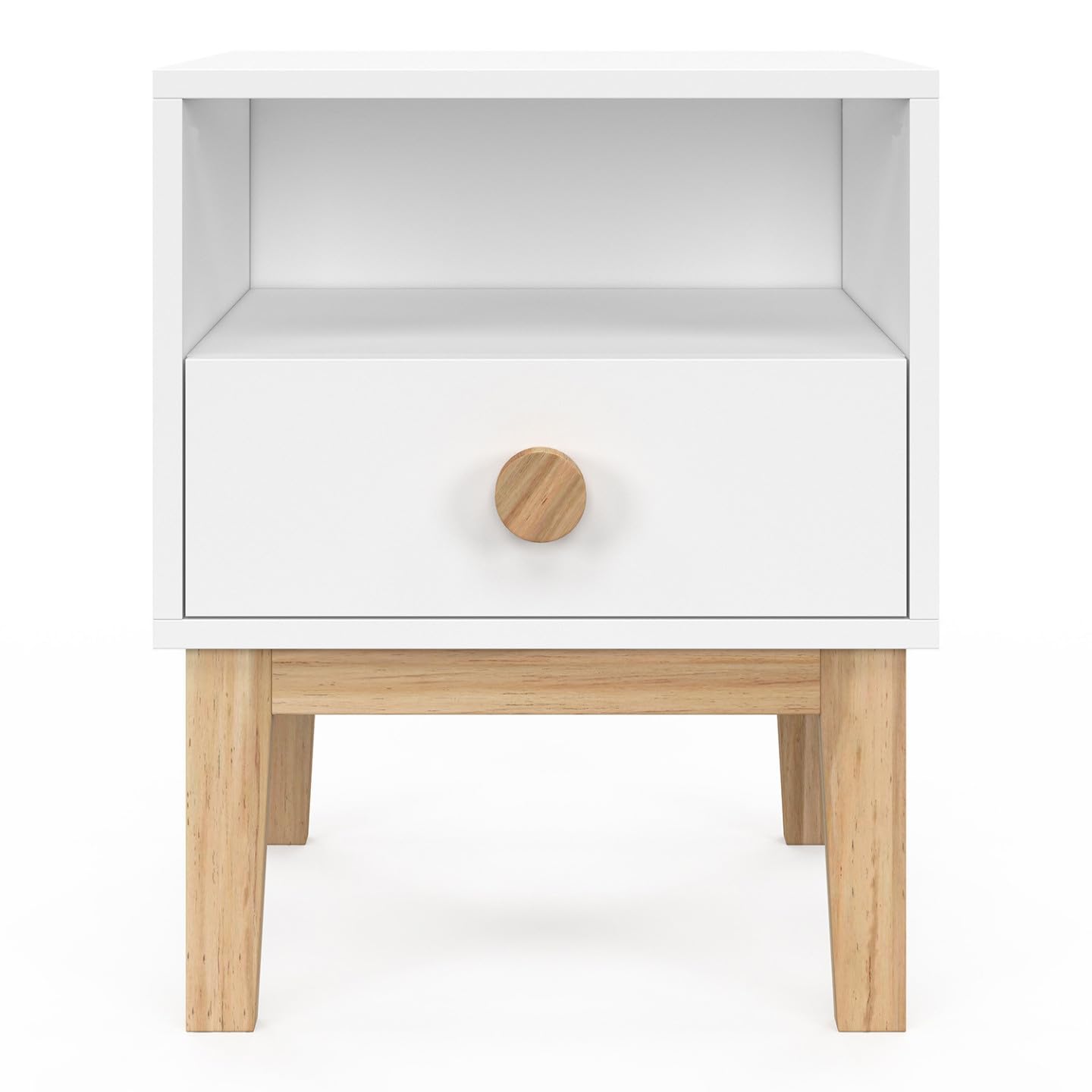 IDMarket - Table de Chevet Enfant Jacob 1 tiroir + 1 Niche Blanc et Bois