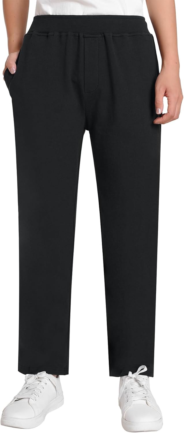 Weintee Women's Petite Pull On Cotton Dress Pants Elastic Waist