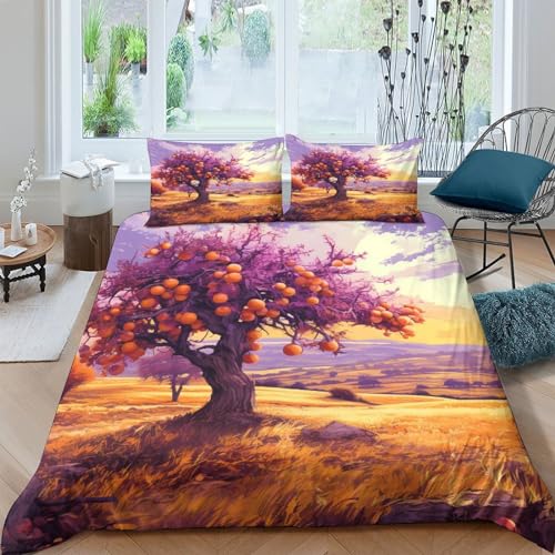 Housse de couette microfibre Pommier 3D | Parure chic botanique King - 2