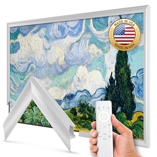 Pure White Prismatic 3' Color Chip Alloy Deco TV Frame (32',43',50',55',65',75',85') Compatible ONLY with Samsung The Frame and Pro TVs (Fits 2021-2026, LS03A,LS03B,LS03C,LS03D,LS03FA,LS03FW)