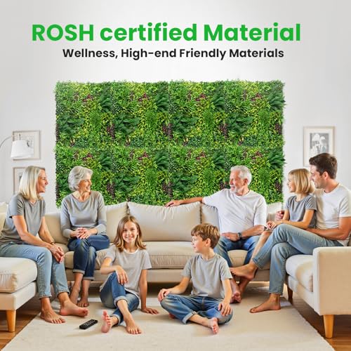 Artificial Grass Wall Roll 40"x120" (3.33ft x 10ft,33.3 Sq.ft), 3D Green Grass Wall for Outdoor Fence Indoor Decor, Greenery Privacy Screen for Patio Backyard, with DIY 60 PCS Violet Flower