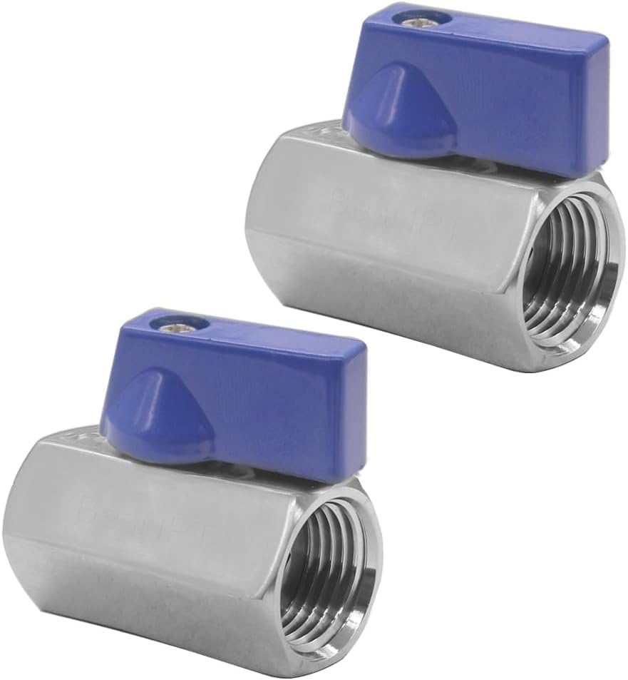 2Pcs Stainless Steel Mini Ball Valve,1/4" NPT Female Shut Off Valve | 316 Stainless Steel Long Service Life Corrosion and Rust Resistant High Temperature Resistance