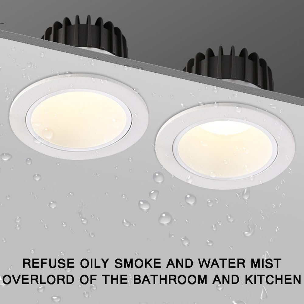 Faretto da Soffitto A LED da Incasso, Faretto da Incasso A LED da 3,5 Pollici, Confezione da 10, Faretti da Incasso Impermeabili Ip44 per Doccia, Faretti A LED da 7 W/9 W-7w-6000K