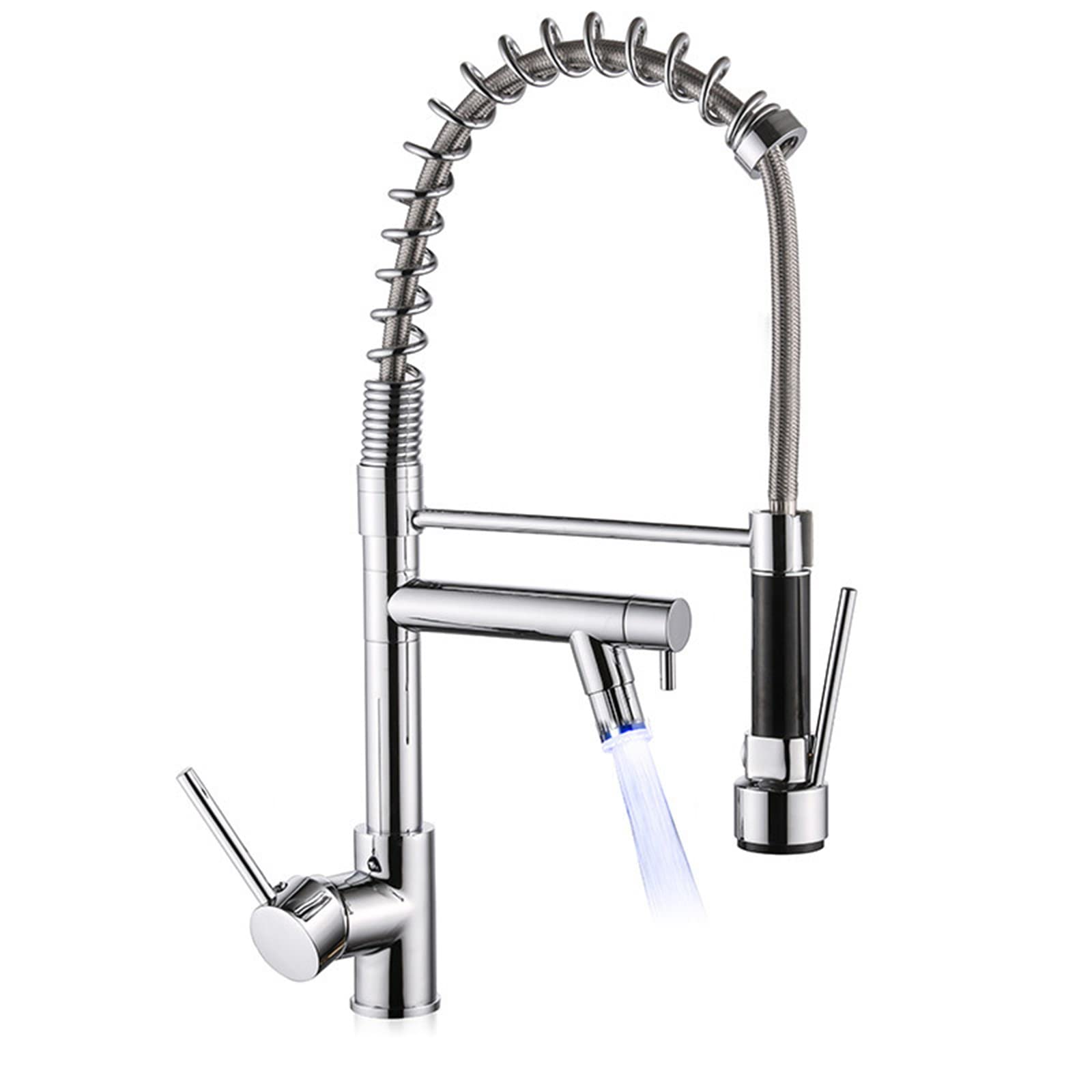 VDOQTLJT Kitchen Faucet with Pull Down Sprayer Chrome Brass Out Faucets Commercial Spring Sink