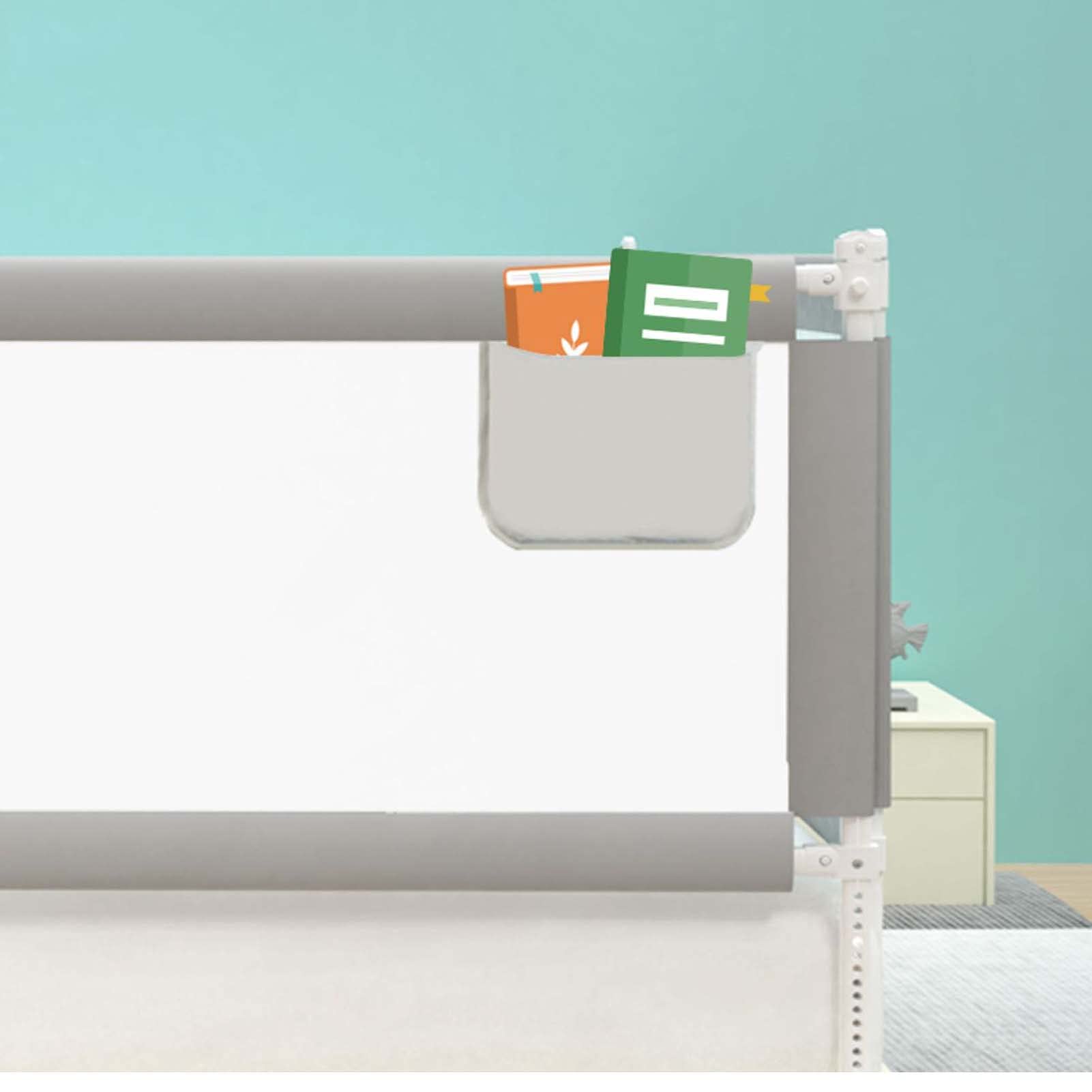 Kleinkinderschutzgitter für Einzelbett, Bettgitterschutz für Doppelbett, Bettschutzgitter für, Extra langes Bettschutzgitter, vertikales Anheben mit Doppelverriegelung, für