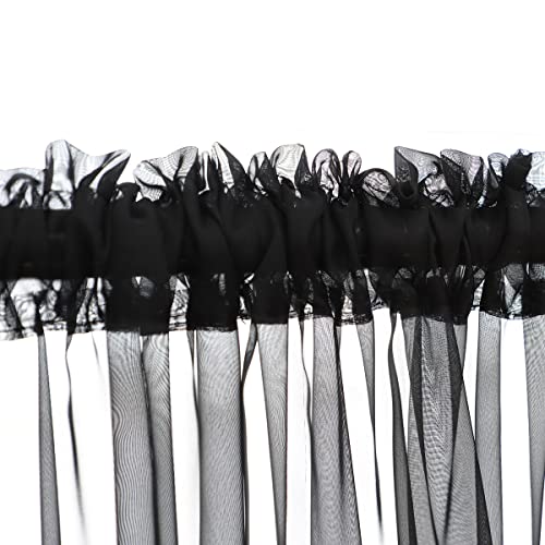 Image of Window Black Sheer Curtains 84 Inches Long 2 Panels Sheer Curtain Basic Rod Pocket Panel for Bedroom Children Living Room Yard Kitchen (Black, 52 inch W x 84 inch L | 2 pcs)