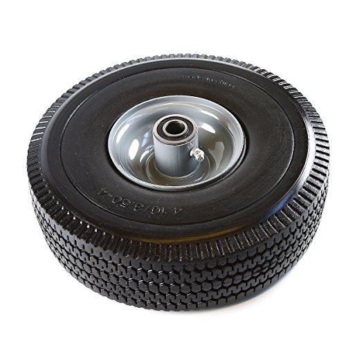 NK Heavy Duty Solid Rubber Flat Free Tubeless Hand Truck/Utility Tire Wheel, 4.10/3.50-4