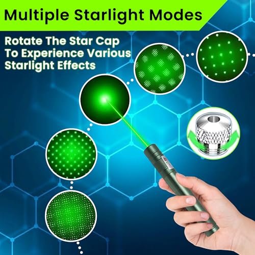Image of Ruaal Green Laser Pointer High Power | Smart USB Rechargeable Laser Light Pen | Laser Light Powerful Long Range 5000m Beam | Laser Pointer for Presentation, Stargazing, Outdoor Use