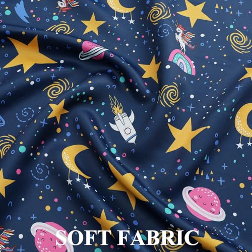 Image of Navy Blue Star Moon Theme Blackout Curtains 84 Inches Long for Boys Bedroom