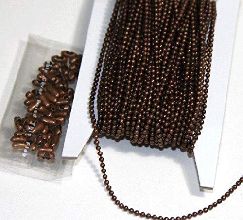 32 ft of Antiqued Copper 1.5mm Ball Chain with Connector