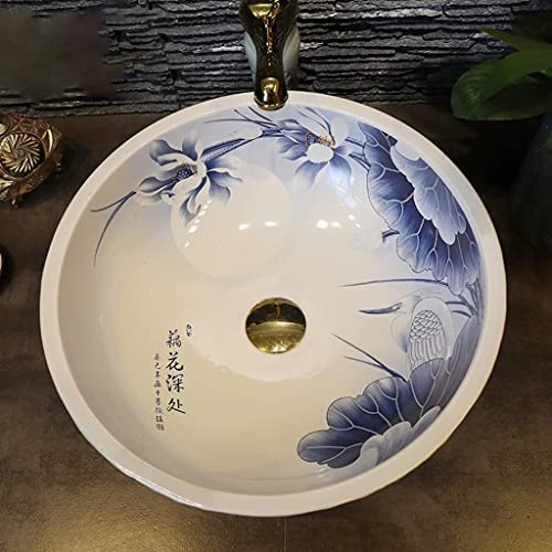 Ceramiczna Umywalka Łazienkowa Nablatowa, Umywalka Nablatowa W Stylu Retro W Kształcie Lotosu Do Nowoczesnych Łazienek Domowych