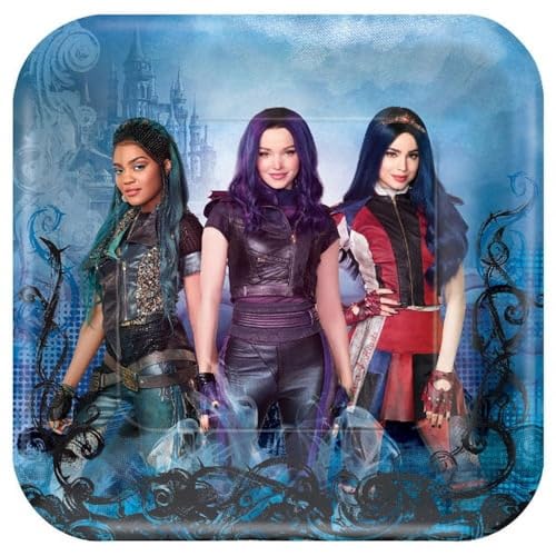 amscan Disney Descendants 3 Design Square Paper Plates-8pc, Multi