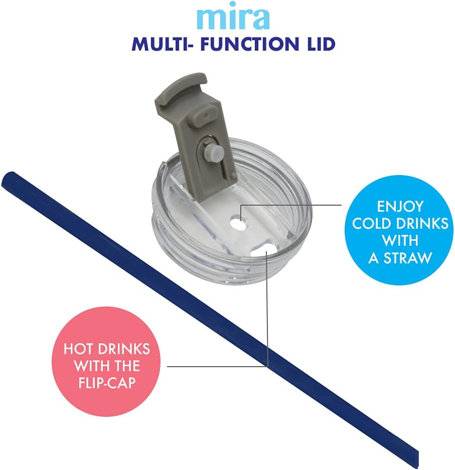 MIRA 20 oz Stainless Steel Vacuum Insulated Tumbler with Multi-Use Flip Lid & Straw - Travel Tumbler Cup for Hot or Cold Drinks - Space Blue - Image 3