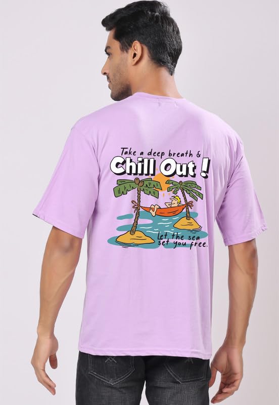 Image of London Hills Men's Cotton Oversized Fit Casual Printed Round Neck, Oversized Drop Shoulder T-Shirt