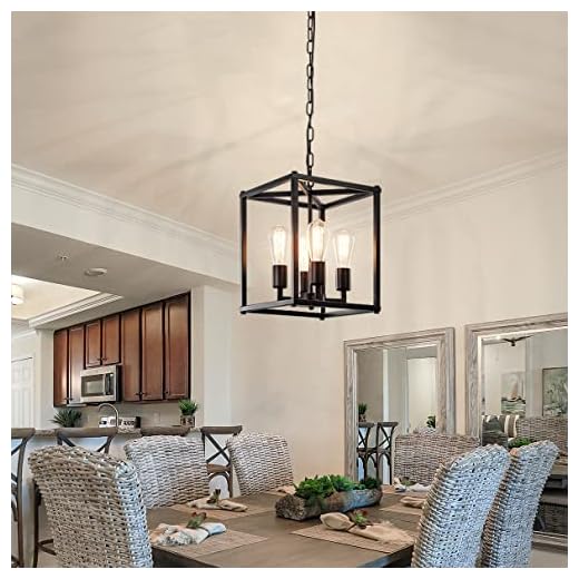 GZBEINI Lustre preto para sala de jantar luminária sobre mesa 4 luzes lustre de cozinha luminária pendurada, luminária pendente com altura ajustável