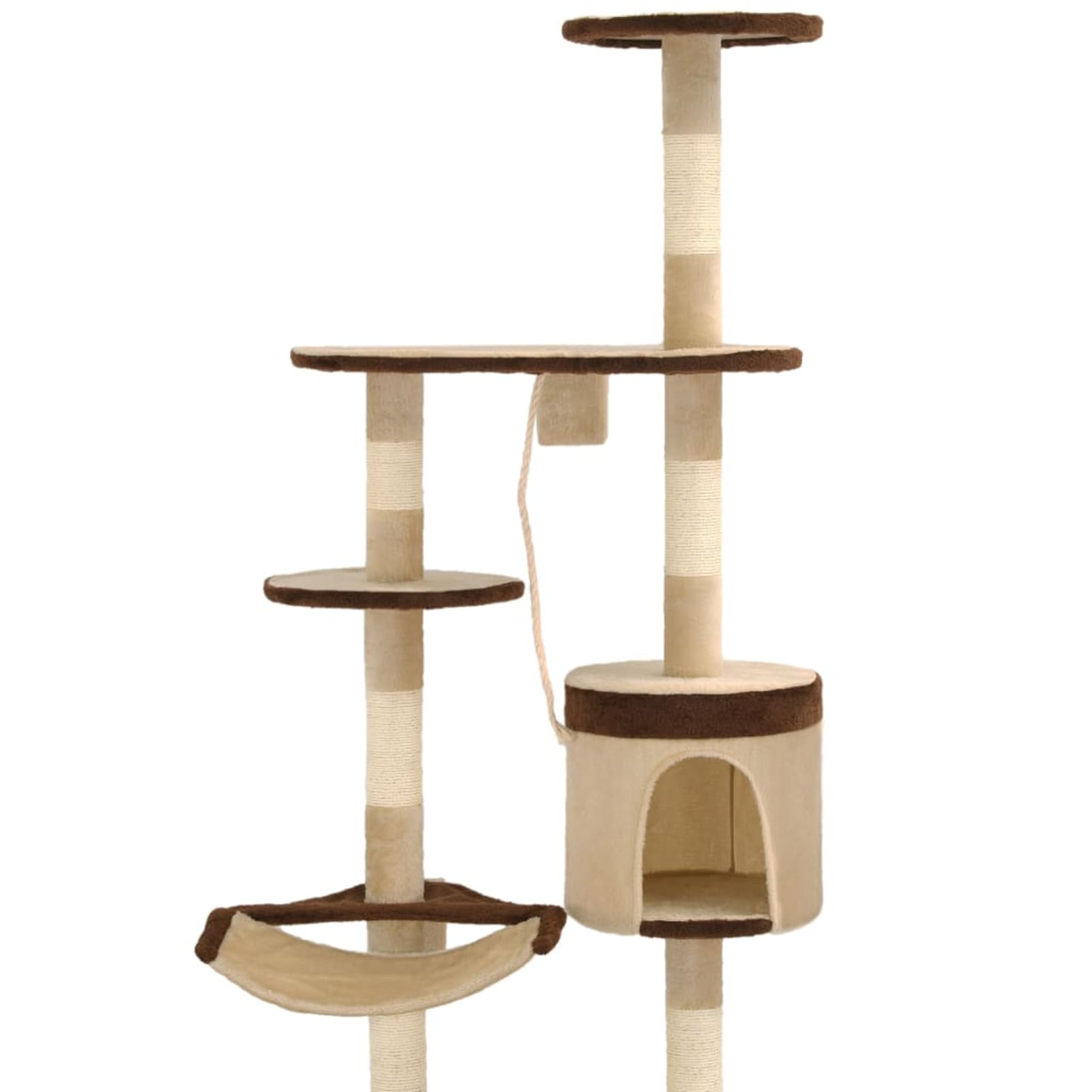 ZEYUAN Albero Gatti Tiragraffi in Sisal a Muro 194 cm Beige e Marrone,Articoli per animali,Animali domestici - Articoli,Articoli per gatti,Tiragraffi(SPU:170589)