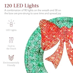 Bestchoiceproducts36inprelitoutdoorchristmaswreathdecorationledmetalholidaydecorforhomew120lightsbowgreenred Urban Country Home Decor Best choice products 36in pre lit outdoor christmas wreath decoration led metal holiday decor for home w 120 lights bow greenred urban country home decor