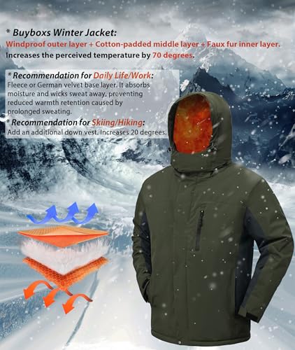 Image of Mens Winter Snow Jacket Waterproof Ski Jackets Snowboard Rain Warm Coat Insulated Hood Fleece Lined