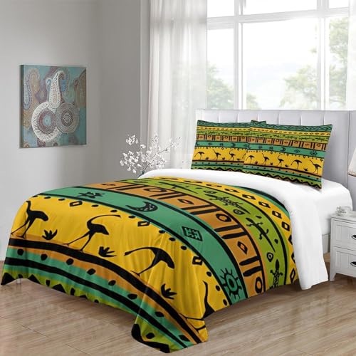 Parure de lit 3 pièces imprimé exotique avec housse de couette microfibre