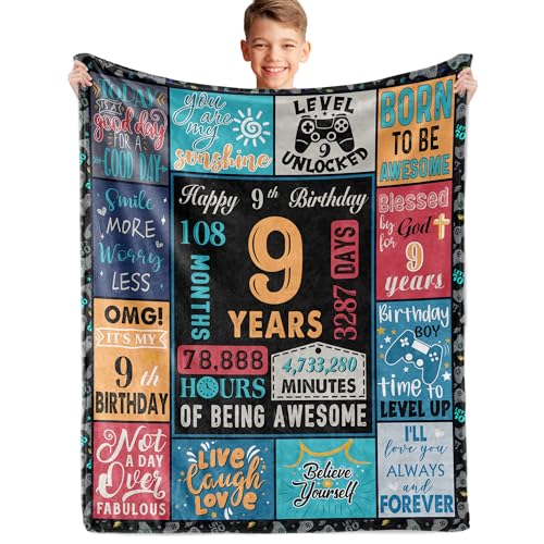 9 Year Old Boy Gift, Best Birthday Gifts for 9 Year Old Boy, Boys Age 9 Gifts Ideas, 9 Yr Old Gifts for Boys, 9th Birthday Decorations Blanket 60