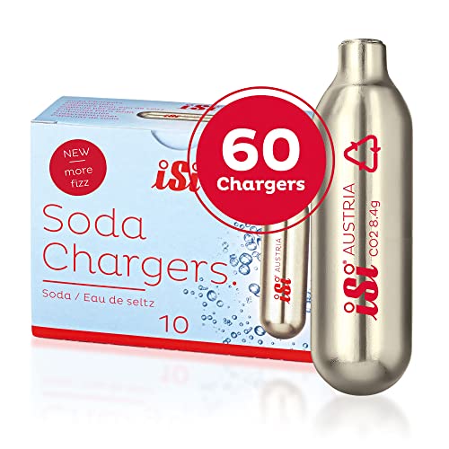 iSi - CO2 Kapseln 8.4 gr (6x10er Pack) - Sodakapseln passend für Sodamaker Classic Twistn Sparkle & Soda Siphon - CO2 Kartuschen für leckere Soda-Mixgetränke & Cocktails - Made in Austria Gold