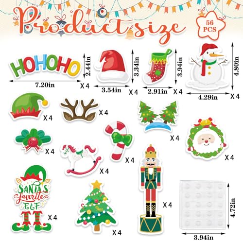 Image of Hying 56 PCS Christmas Cutouts Xmas Tree Snowman Bulletin Board Set Santa Cutout Decorations Winter Holiday Cutouts Cardstock Paper Cut-Outs for Classroom Chalkboard Decorations