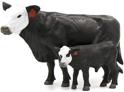 Little Buster Toys Black and White Faced Cow and Black Baldy Calf Pair - 1/16th Scale
