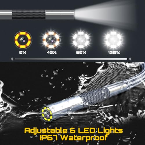 DXZtoz Endoscopio Articulado 3.9mm para Inspección de Motores de Aeronaves y Automóviles, Sonda Ultra Delgada de Acero Inoxidable con Luz, Rotación 220°, Pantalla HD IPS de 5", 32GB, Resistente al Agua IP67 miniatura 7